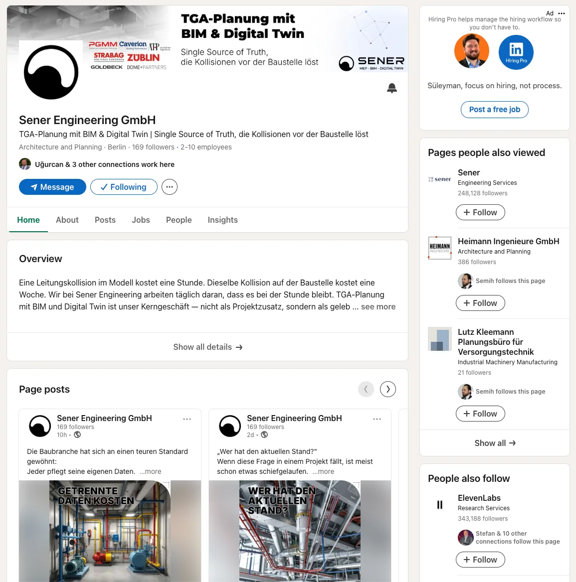 Sener Engineering LinkedIn şirket profili